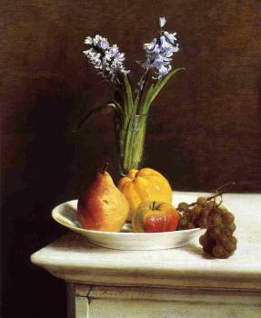 Henri Fantin-Latour : Still Life Hyacinths and Fruit